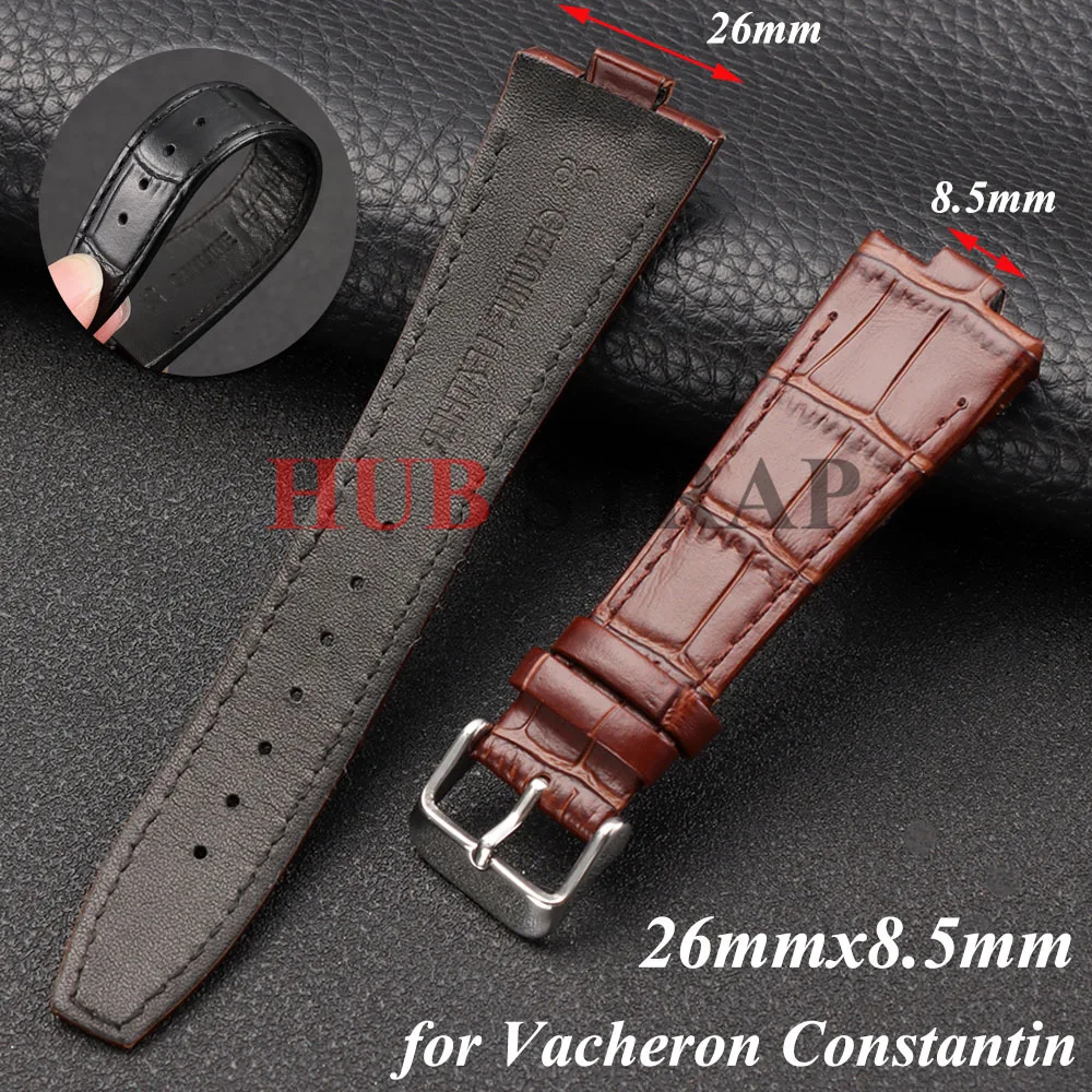 Bracelet de montre en cuir de haute qualité, 26mm x 8.5mm, pour Vacheron Constantin, pour l'étranger, 47450 49150 47040 4500V 5500V, bracelet de montre convexe
