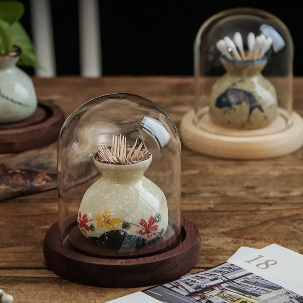 レトロセラミックつまようじホルダーライト高級新中国風綿棒収納瓶ミニ繊細なつまようじディスペンサー