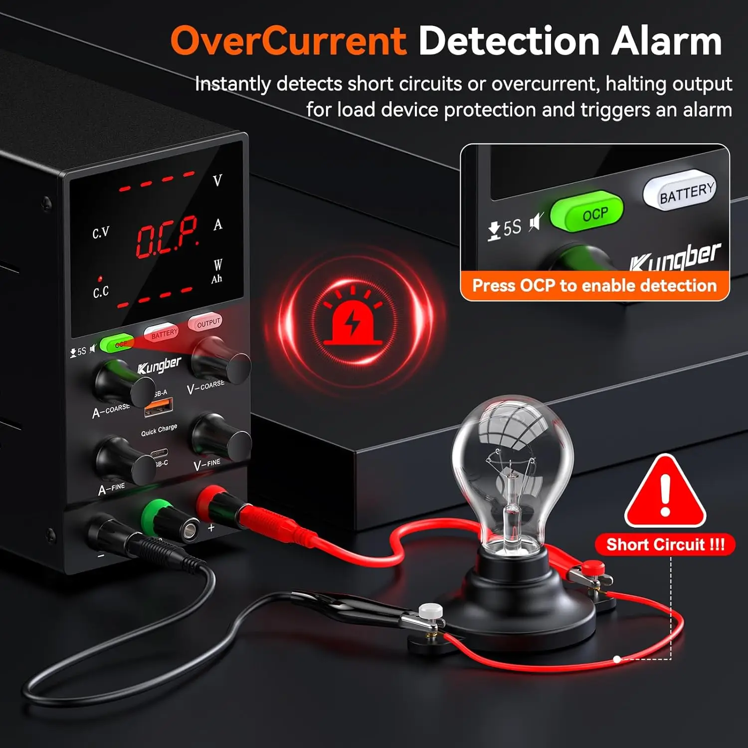 30V 10A 調整可能 DC ベンチ電源、インテリジェント充電、USB 18W、高精度エンコーダー（ブラック）