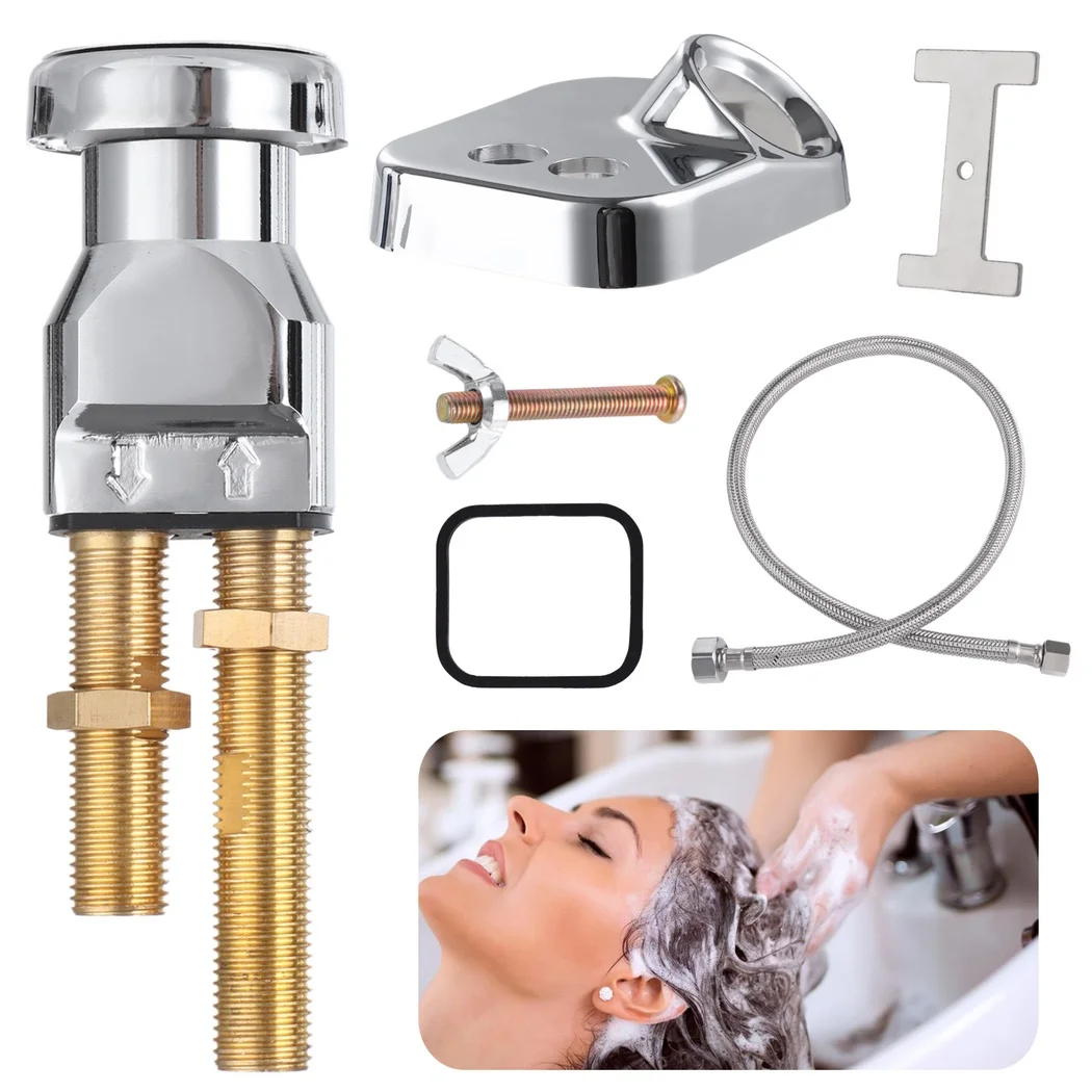 7Pcs Shampoo Faucet Kit Shampoo Bowl Vacuum Breaker Kit With Breaker Crossover Hose Receiver Plate Salon Sink Replacement Parts