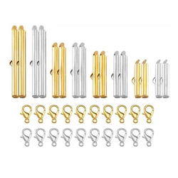 10Pcs Stainless Steel Crimp End Beads Slide End Clasp Connectors With Chain Buckles For DIY Jewelry Making(10pcs Lobster Clasp)