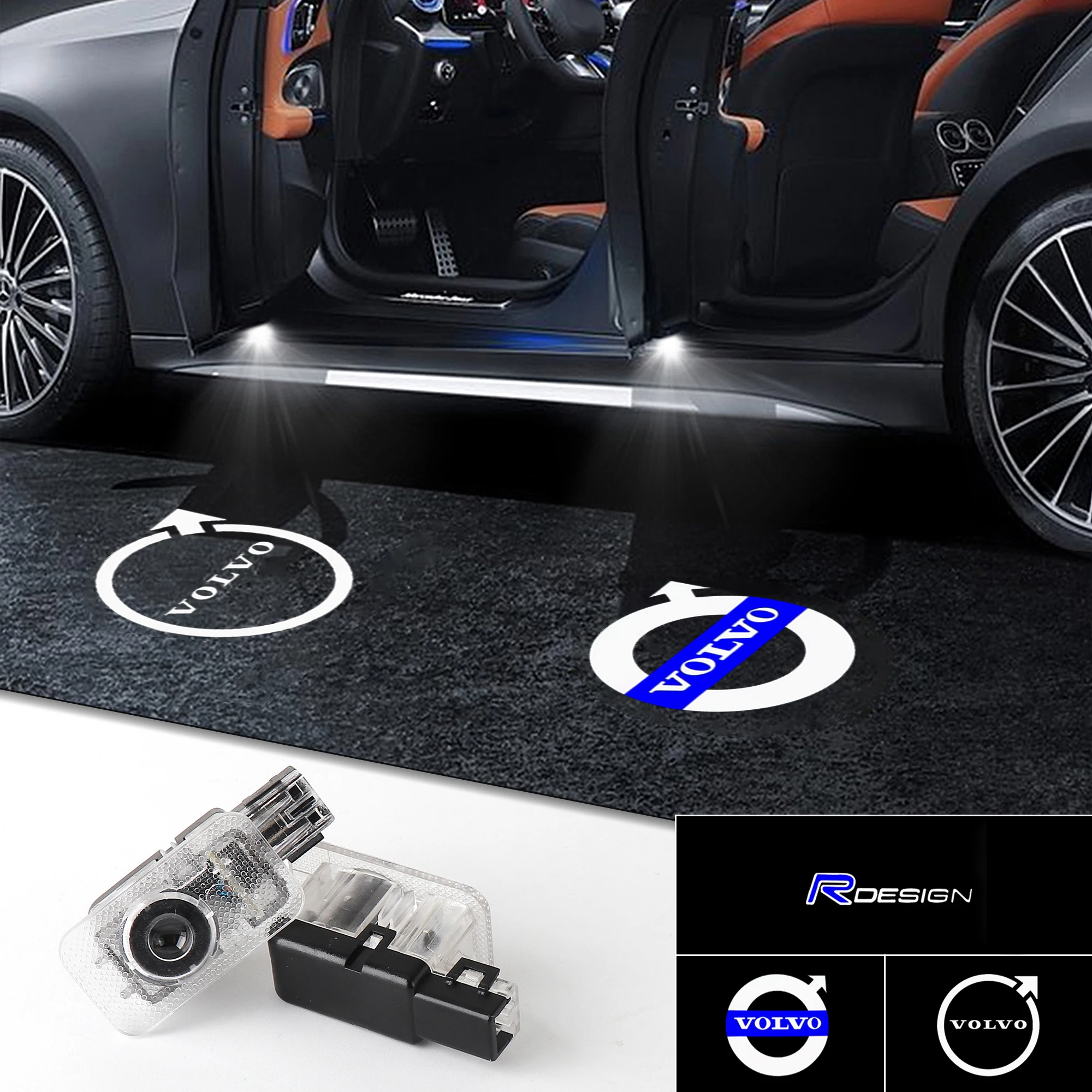LED 웰컴 라이트 프로젝터 사인 고스트 라이트 장식 액세서리, 볼보 RDESIGN XC60 V60 S60L V40 V40CC S80L XC90 2015-2024, 2 개