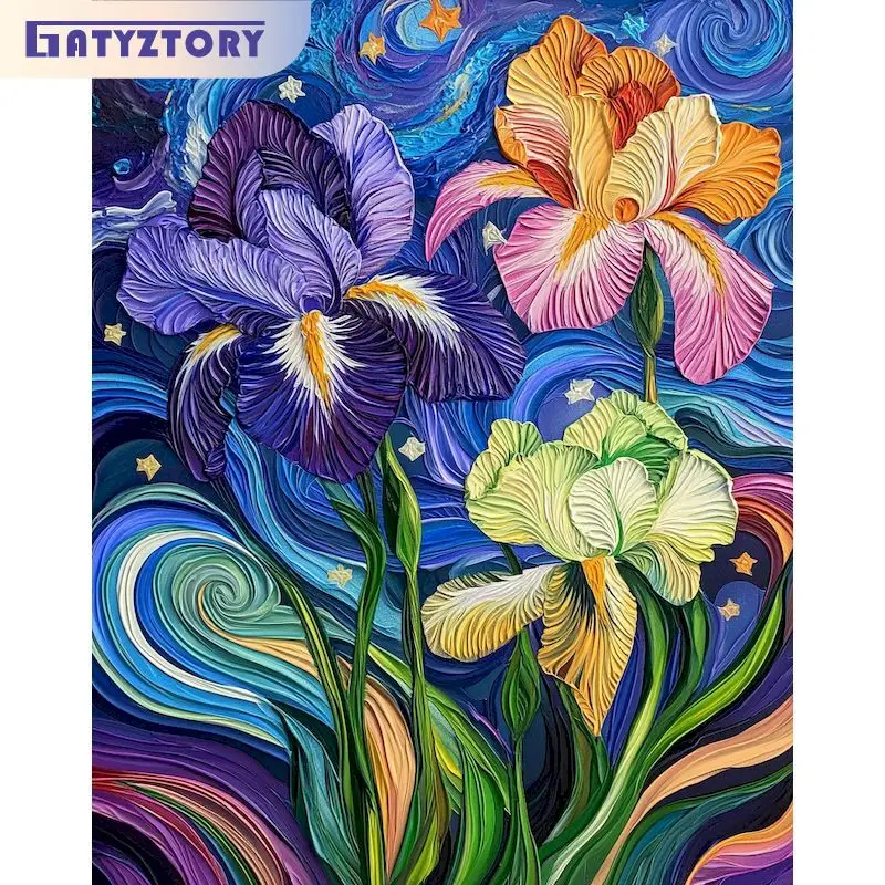 

GATYZTORY DIY Painting By Numbers Flowers Handpainted Kits Vase Acrylic Paints Canvas Drawing Unique Gift Digital Painting