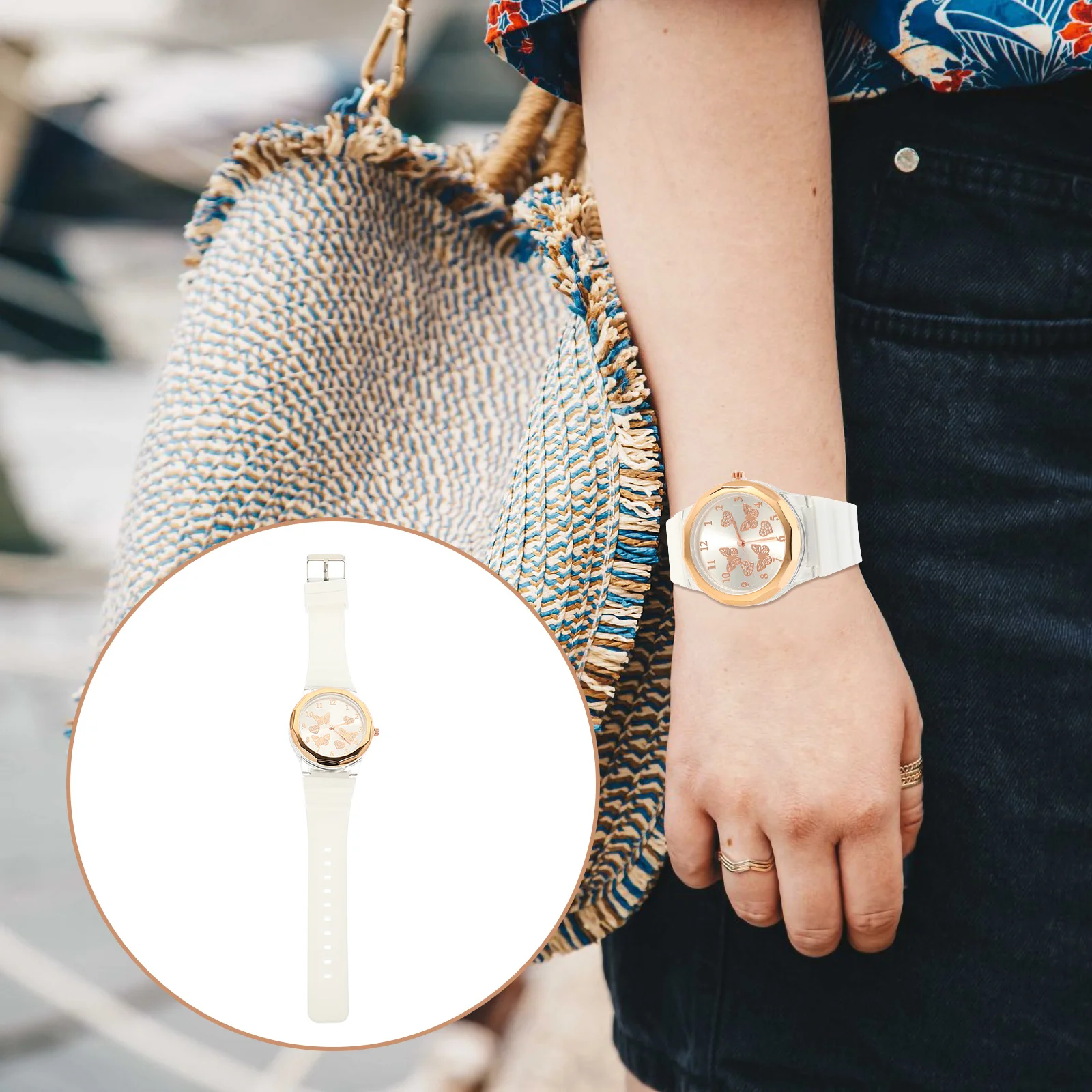 

Elegant Butterfly Quartz Watch for Lady Fashionable Round Dial Comfortable Silicone Band Women Watch Fashion Women Wristwatch