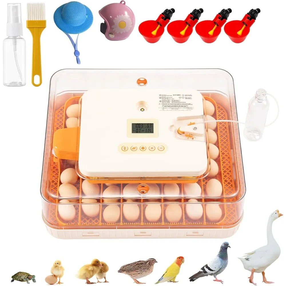 

Инкубатор для яиц емкостью 56 с автоматическим вращением и контролем влажности, просмотром на 360 градусов и встроенным свечами | Полный Хэтк