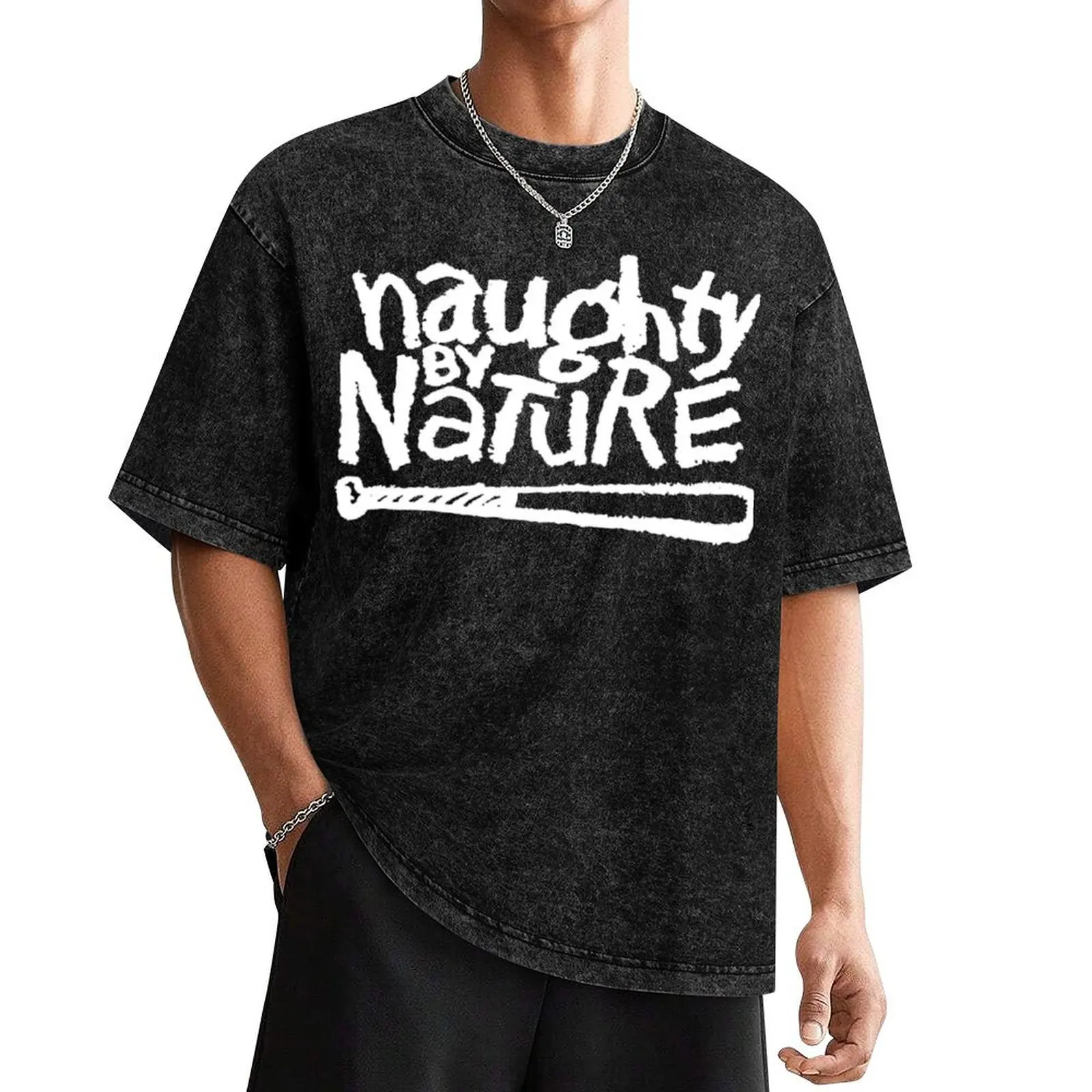 Naughty By Nature – White Classic Logo Pullover T-Shirt tops blanks boys whites sweat shirts, men