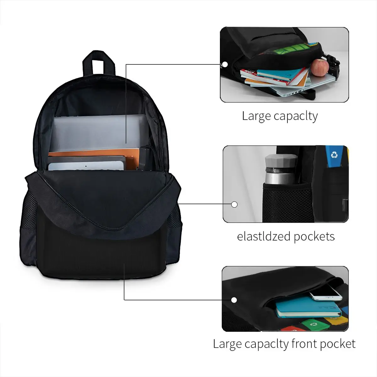 Mochilas de lixo para meninos e meninas, Mochilas escolares para estudantes, Mochila dos desenhos animados, Bolsa de ombro para crianças