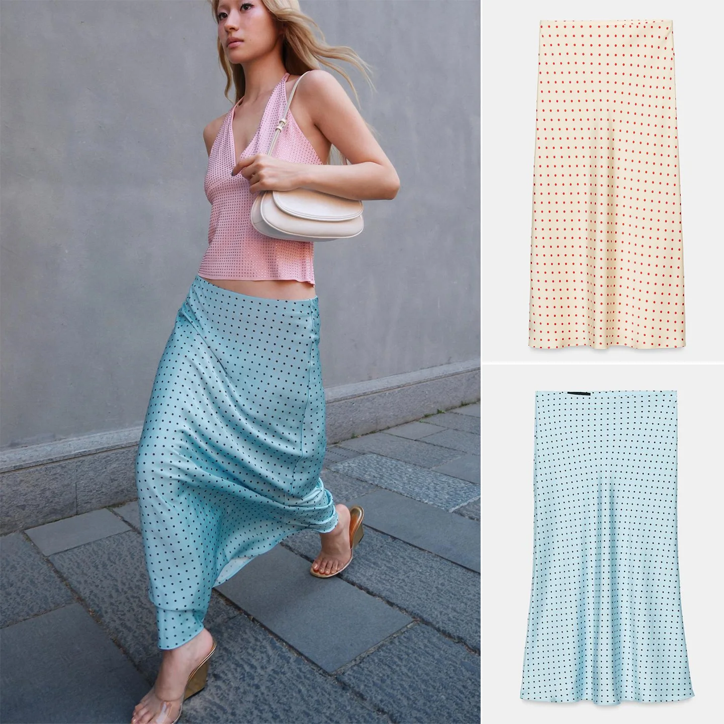 

Summer New Women's Casual High Waist Elastic Waist Long Midi Skirt Straight Cut Slim Fit Polyester Fiber Printed Zipper Style
