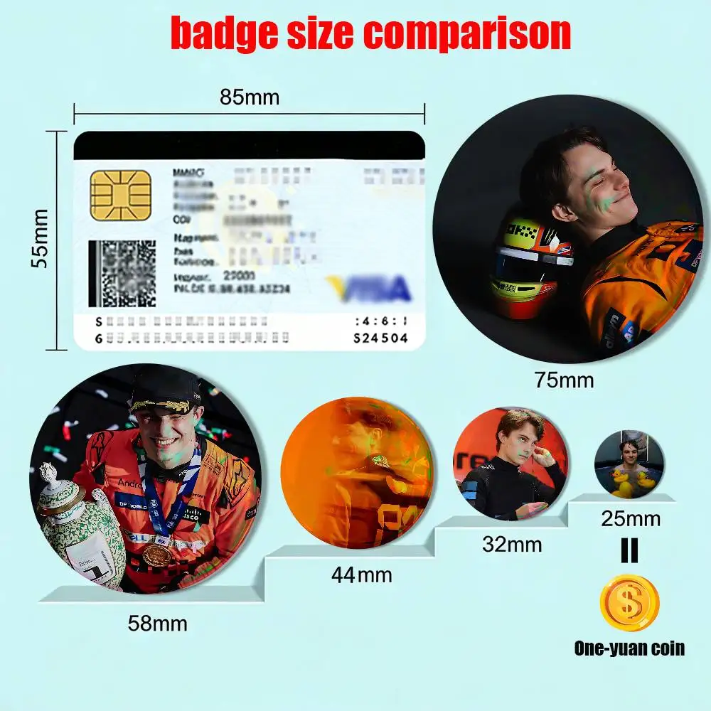 Seasonal Rise Oscar Piastri Round Exquisite Badge Brooches Creative Pins For Clothes Hat Backpack Gift Accessories