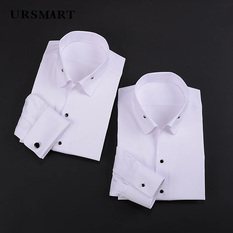 French One Piece Collar Men's Long sleeved Shirt Bamboo Fiber Non ironing Slim Fit Business Office Customized Shirt for Men