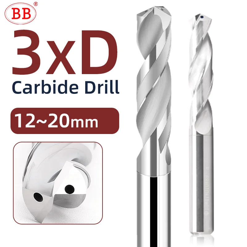 

BB Carbide Drill Internal Cooling Diameter 12.2mm-20mm 3xD CNC High Feed Machining Hole for Aluminum Copper BF2055