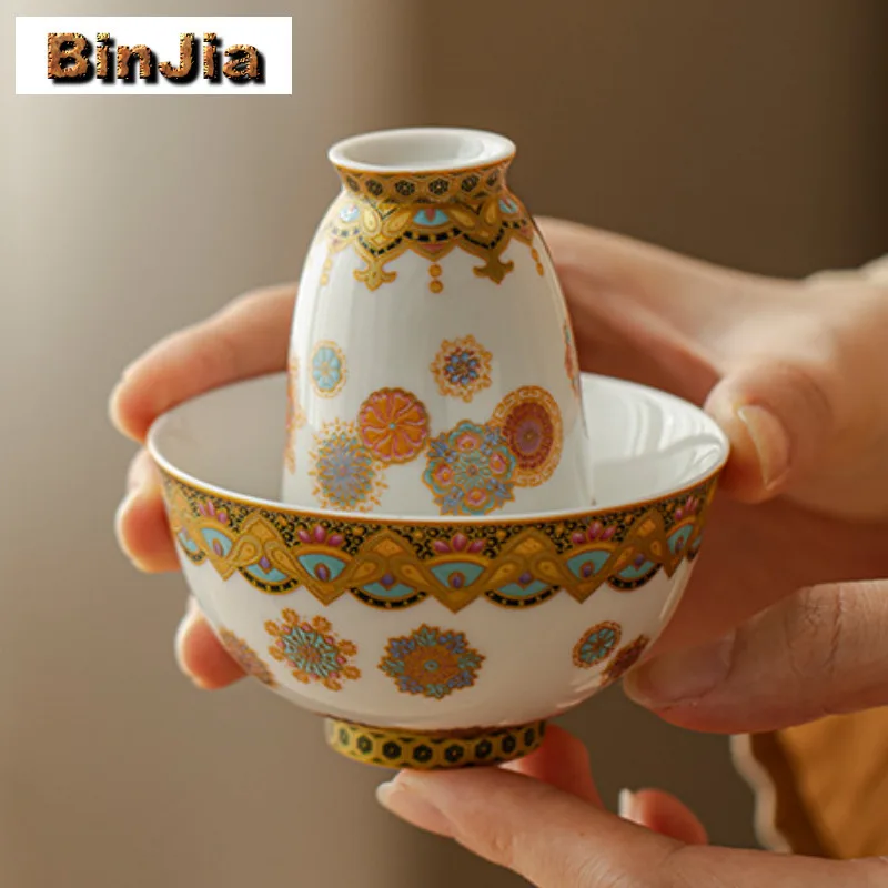 2 قطعة/مجموعة لون المينا فنجان الشاي الجمالية وعاء الشاي أكواب واحدة الشاي تذوق العطر كوب Jianzhan ماستر أكواب أدوات المائدة الديكور