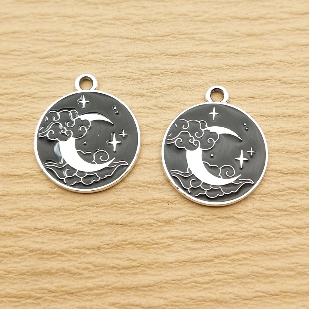 10pcs Sun Moon Cloud Charm for Jewelry Making Enamel Necklace Earring Bracelet Pendant Diy Accessories Alloy Metal White Plated