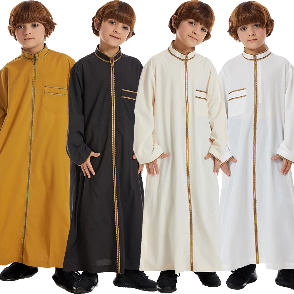 Eid Ramadan Muslim Kids Boys Jubba Thobe Dubai Turkey Abaya Djellaba Dishdasha Saudi Arabic Robe Islamic Clothing Children Dress