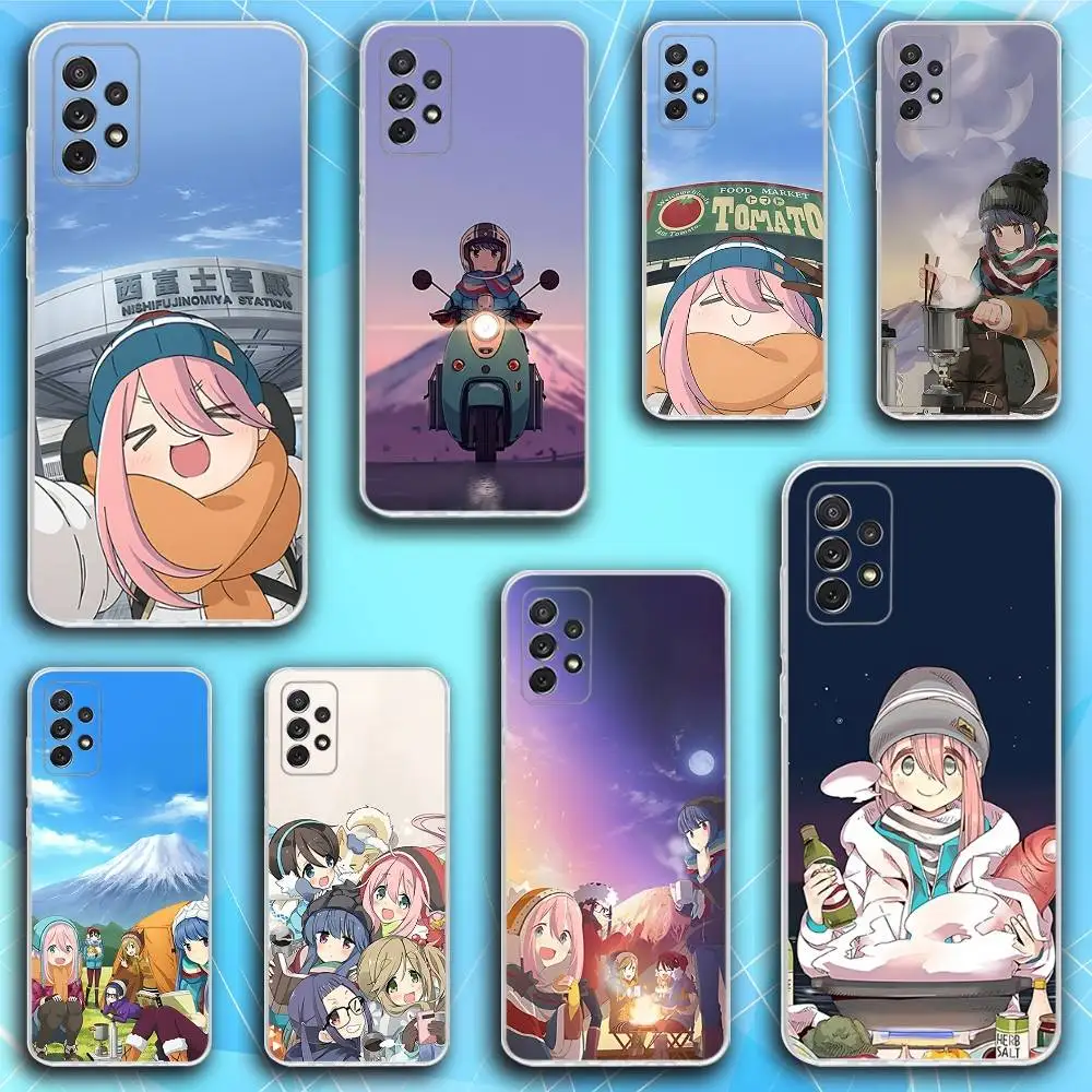 

Anime Y-Yuru C-Camp Phone Case For Samsung S30,23,21,22,20, FE lite,S10,9,8,7 PIus Note20ultra Soft Transparent