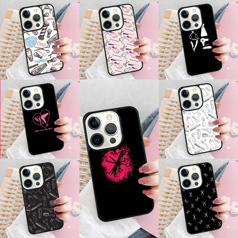 Love Hair Stylist Tools Phone Case Cover for iPhone 16 Promax 15 Pro 13 14 Plus 11 12 Mini XR XS MAX Coque