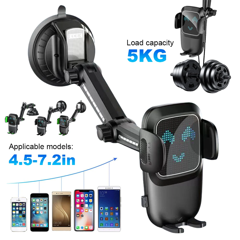 

Dashboard Mobile Cell Support with Suction Cup Air Vent Phone Mount Flexible Long Arm 360 Degree Rotating for 4.7-7.2 Inch Phone