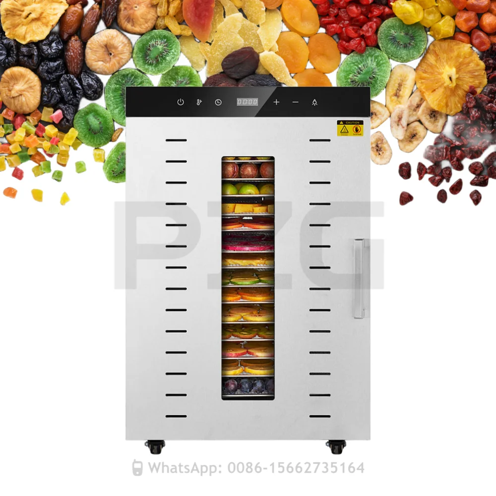 Commercial Food Dehydrator Fruit Dryer Machine Food Dewatering Machine 16 Trays Food Grade Stainless Steel Food Meat Fruit Dryer