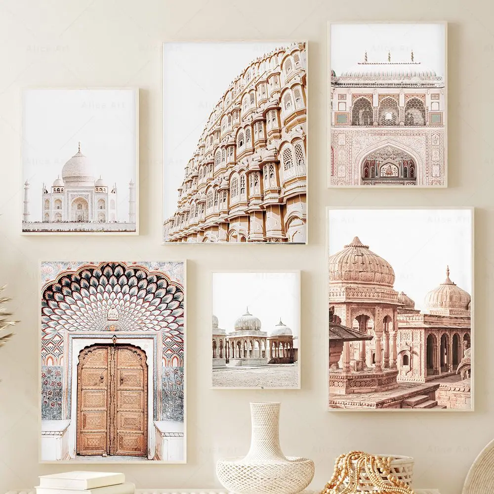 Taj Mahal Jaipur India Wall Art Canvas Painting Travel Art Nordic Posters And Prints India City Pictures for Living Room Decor