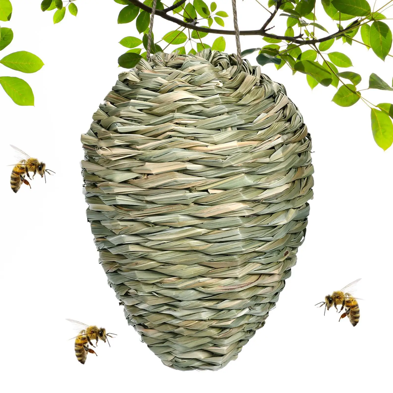 Nido de avispón falso, señuelo de nido de avispón, colmena de abeja tejida, decoración colgante, trampa repelente de jardín para Patio, nido falso no tóxico