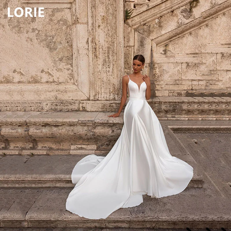 

LORIE Sleeveless Princess Wedding Dress Simple Satin Pleats Bride Dresses A Line Wedding Dress Customized 2024