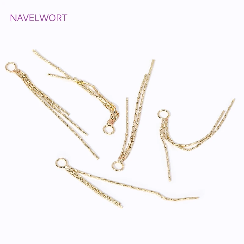 Trendy 18K Gold Plated Long Tassel Charms For Earring Making Supplies Brass Metal Thin Tassel DIY Women Drop Earrings Findings