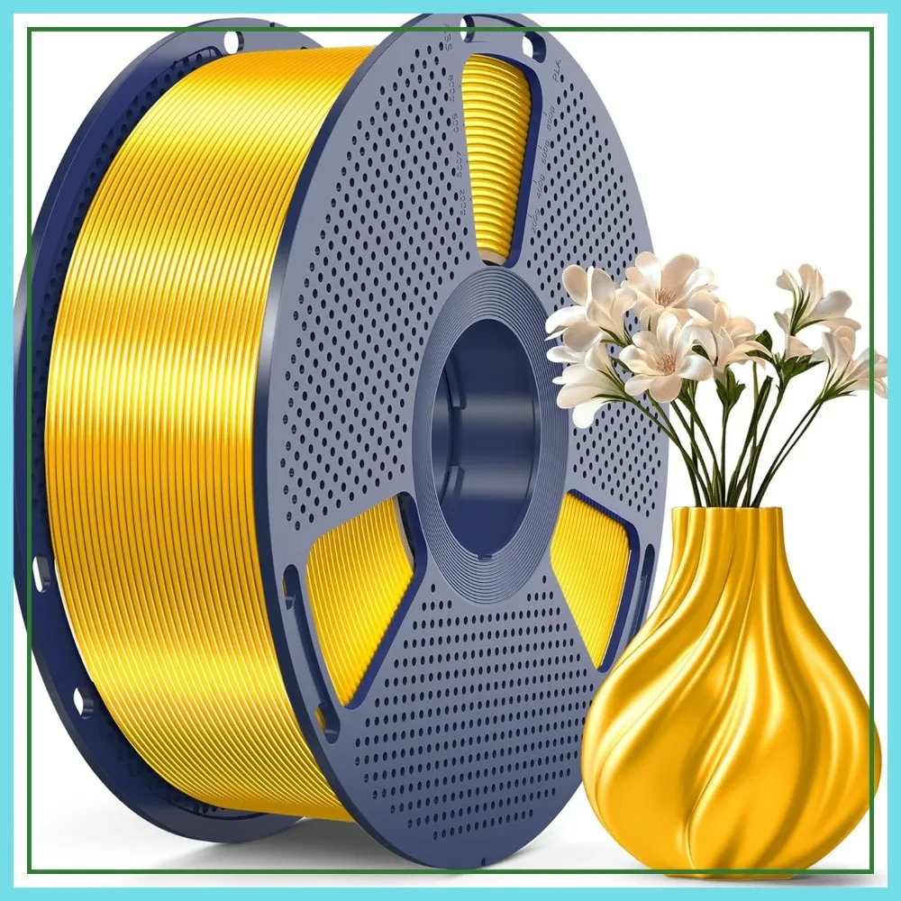 

Silk PLA Filament 1.75mm, Smooth Silky Surface, Easy to Print, Dimensional Accuracy +/- 0.02mm, Light Gold 1KG
