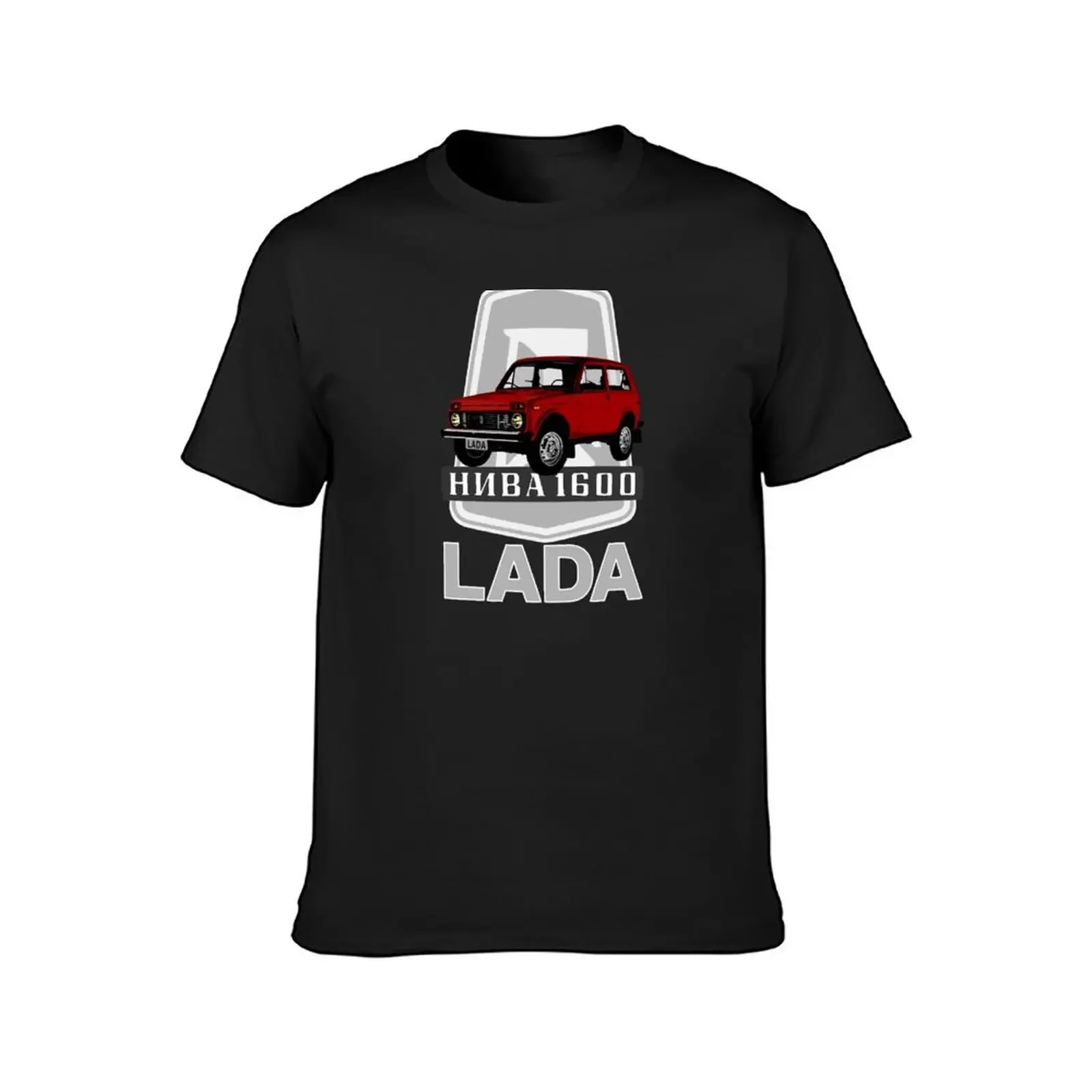 Lada Niva 1600 Logo (red on black) T-Shirt sweat anime tshirt tees mens champion t shirts