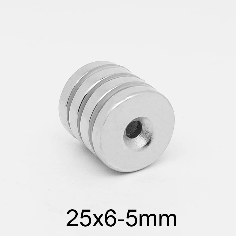 2/5/10/15/20PCS 25x6-5 Round Rare Earth Neodymium Magnet Strong 25*6 Hole 5mm  Countersunk Permanent Magnet Disc 25X6-5mm 25*6-5