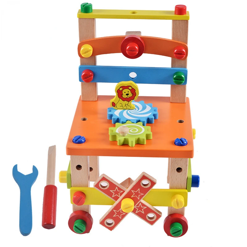 Juguete de desmontaje y desmontaje de combinación de silla para niños, bloque de rompecabezas con manos, herramienta versátil