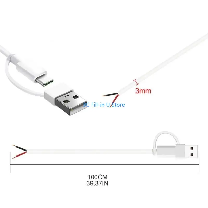 G8TA USB C 수컷 케이블 5V 2A 2 전선 파워 돼지 케이블 코드 라우터 용 giy