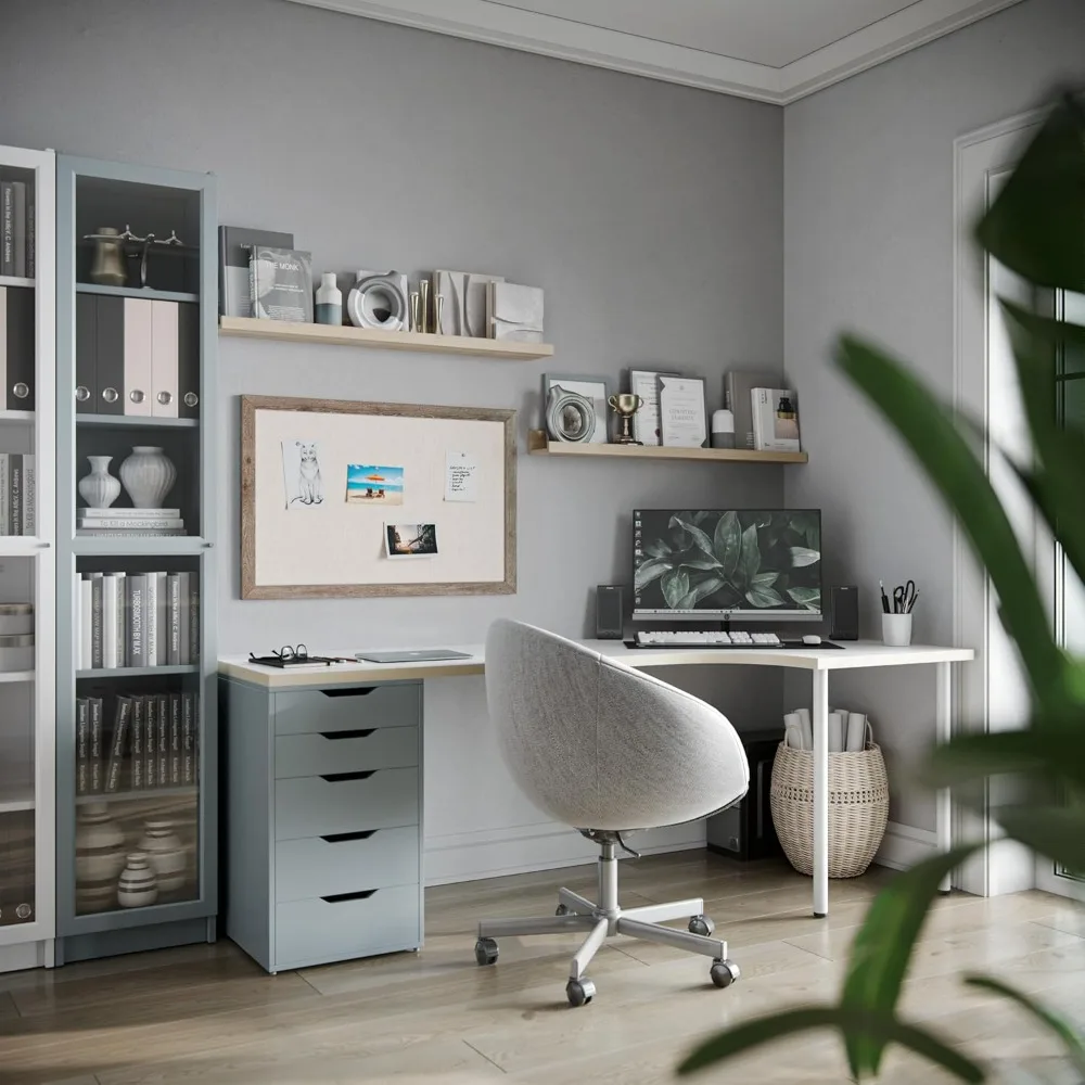 36x24 Inch Rustic Wood Frame Linen Bulletin Board - Industrial Grade Pinning Surface for Office Home Classroom