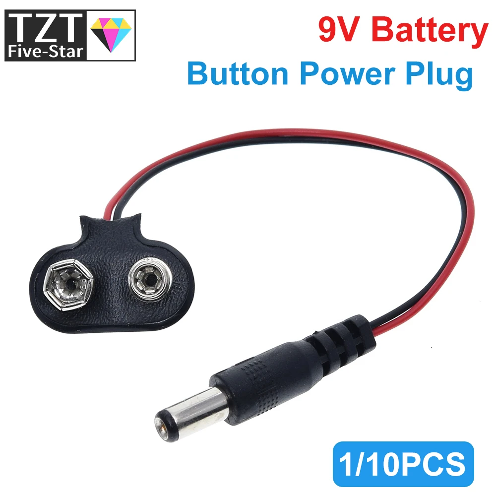 TZT 1/10PCS 90 DC 9V Battery button power plug for Arduino Mega 2560 1280 UNO R3 132 9V battery buckle