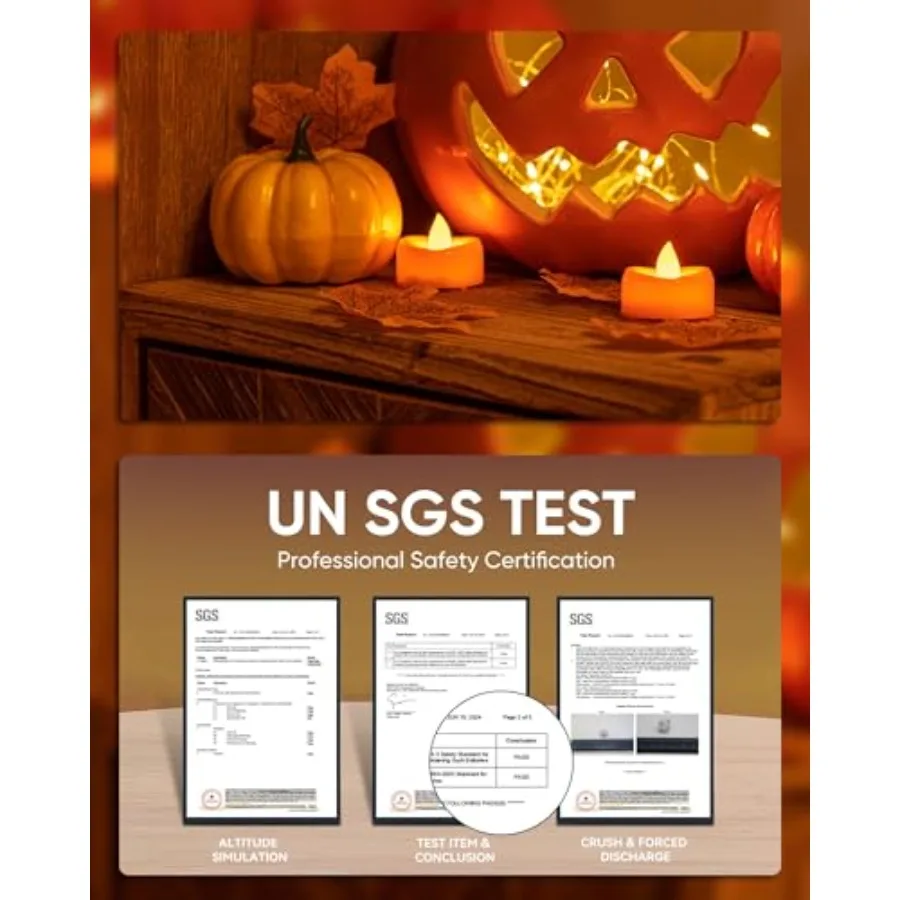Halloween Flameless Candles, 12-Pack Orange Tea Lights Candles Battery Operated, LED Pumpkin Lights Flickering, Fake Tealight view 5