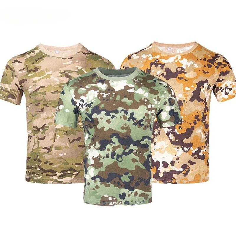 

Camouflage Short Sleeve Men Outdoor T-shirt Women Summer Camp Training Clothes Students Training T-shirt