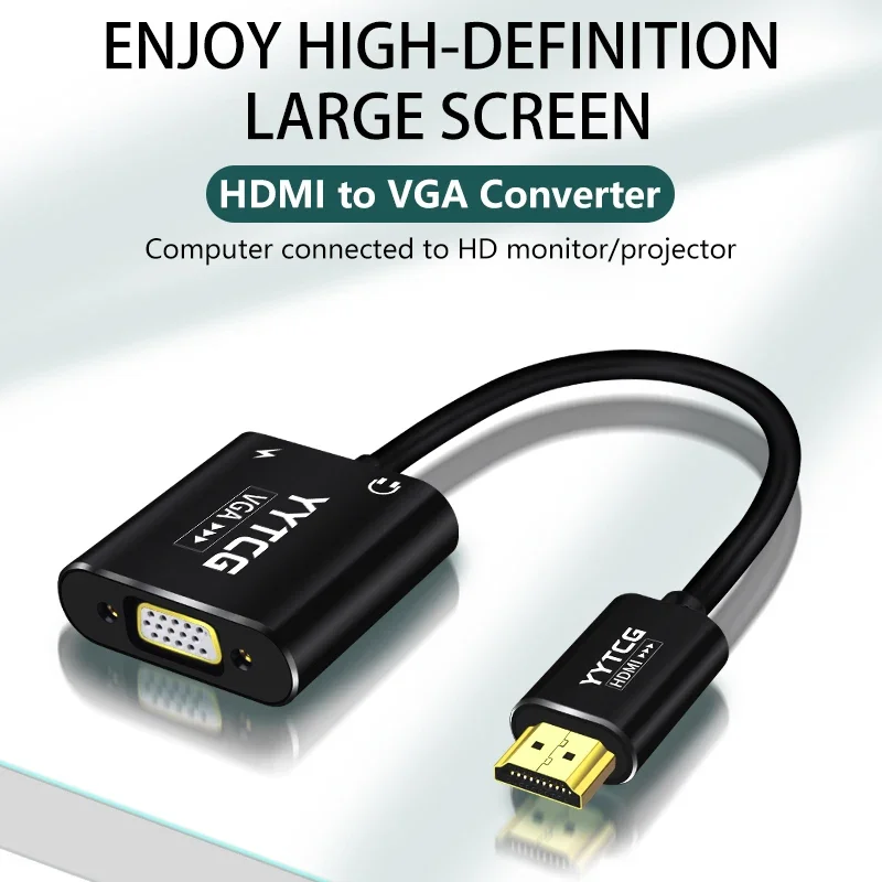 

HDMI to VGA Adapter Type C to HDMI Cable for TV Box 4K Converter 1080P HDMI VGA Adapter USB 3.0 to HDMI-Compatible VGA Adapter