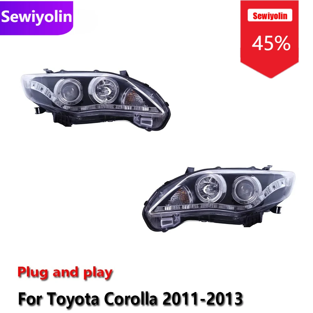 

Автомобильные светодиодные фары DRL в сборе для Toyota Corolla 2011-2013, противотуманные фары DRL, стоп-сигнал, указатель поворота Plug and Play