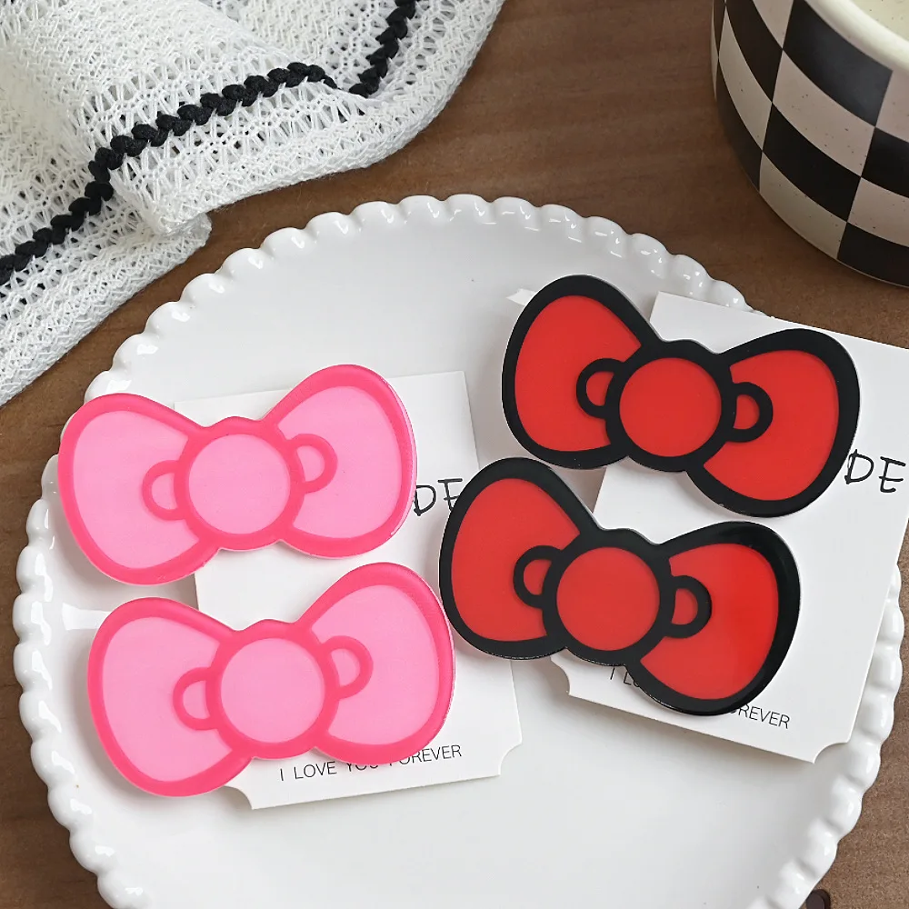 Japanese New Trend Alloy Resin Cartoon Bow Hair Clip Student Party Kawaii Hair Accessories Women's Cute Side Clip Duckbill Clip