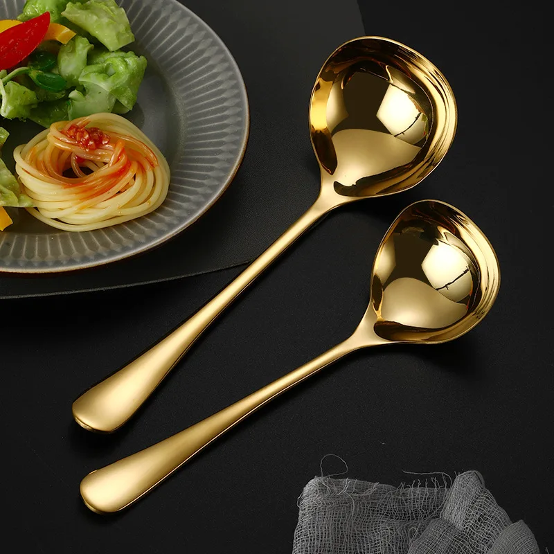 2PCS 304 Stainless Steel Golden Soup Shell Spoon Self service Hotpot Sauce Spoon