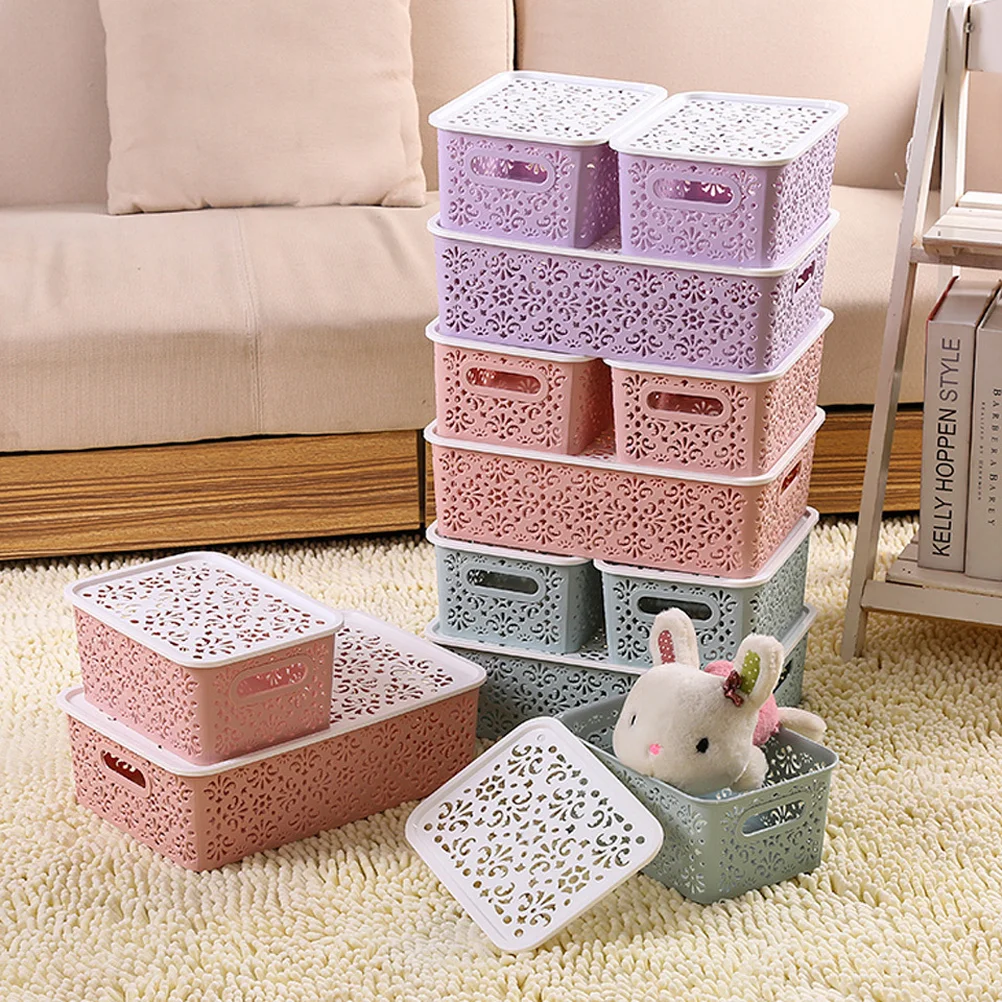 Cute Bins Storage Crate Stackable Basket Bra Clothes Pink Container for Shelves
