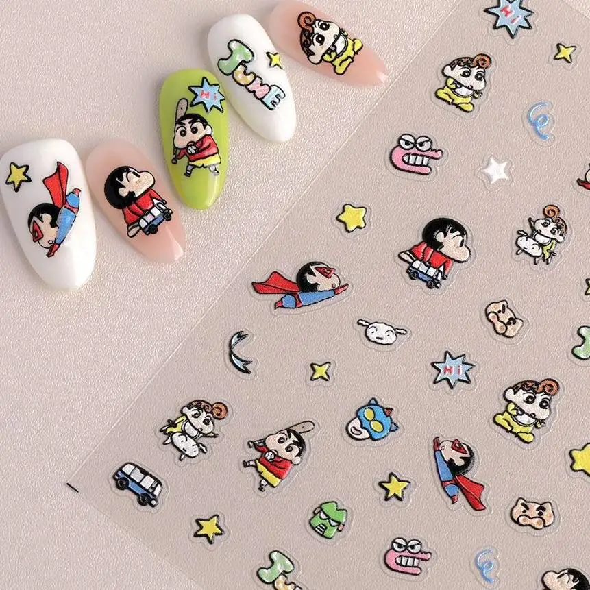 Crayon Shin-chan Cute Anime Character 5D Nail Art Accessories Cartoon Little Girl Art Stickers Supplies Nail Art Accessories