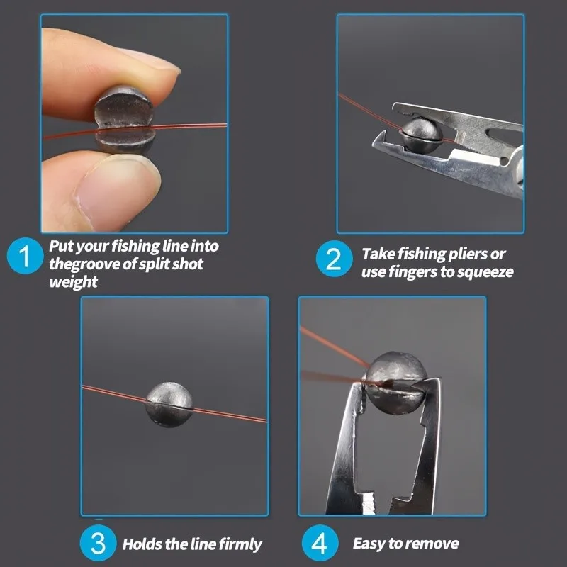 Split Shot Fishing Weights Sinkers, Lead Fishing Sinkers Weights, Removable Round Fishing Sinkers,7g/5g/4g/3g/2g/1g