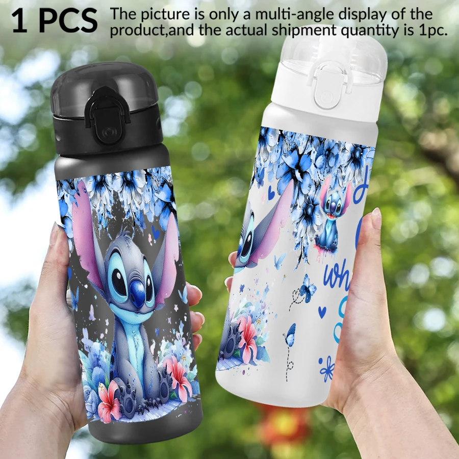 ขวดน้ำพลาสติกลายดอกไม้ดิสนีย์สติทช์ 26 ออนซ์ 1 ชิ้น แก้วน้ำสำหรับเล่นกีฬากลางแจ้ง ของขวัญวันเกิด/งานเลี้ยงรับปริญญา