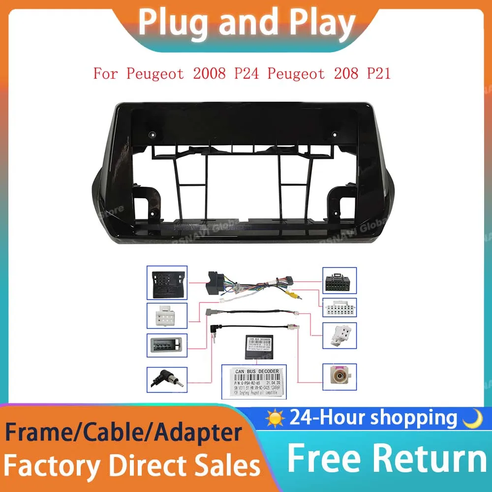 RSNAVI Car Frame Fascia Adapter Canbus Box Decoder Android Radio Dash Fitting Panel Kit For Peugeot 2008 P24 Peugeot 208 P21