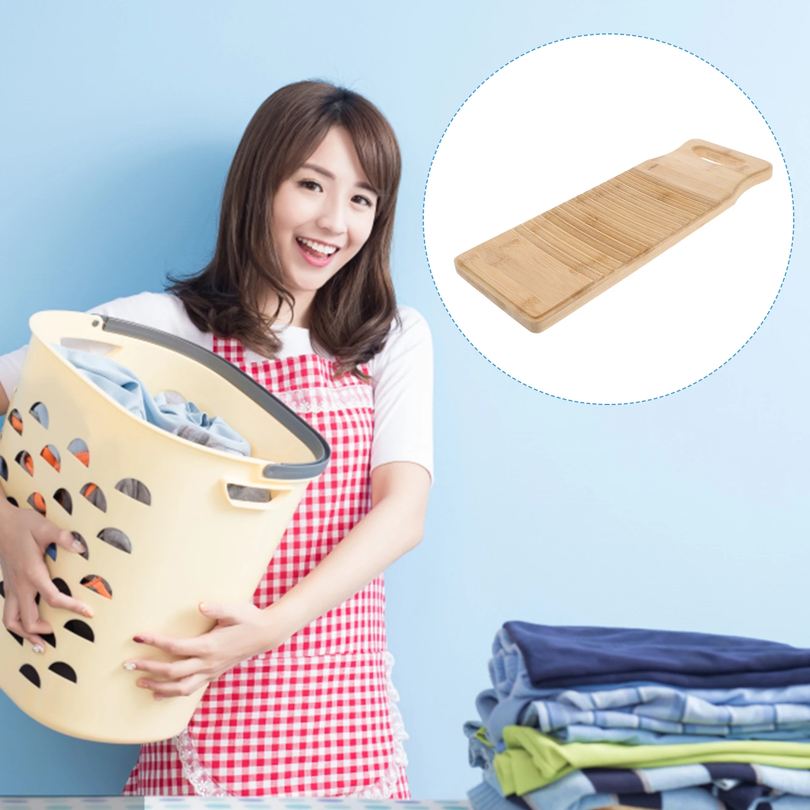 

Anti-slip Laundry Board Scrubber Clothes Hand Washing Tools Wooden Clean Washboard Travel Antis Mini