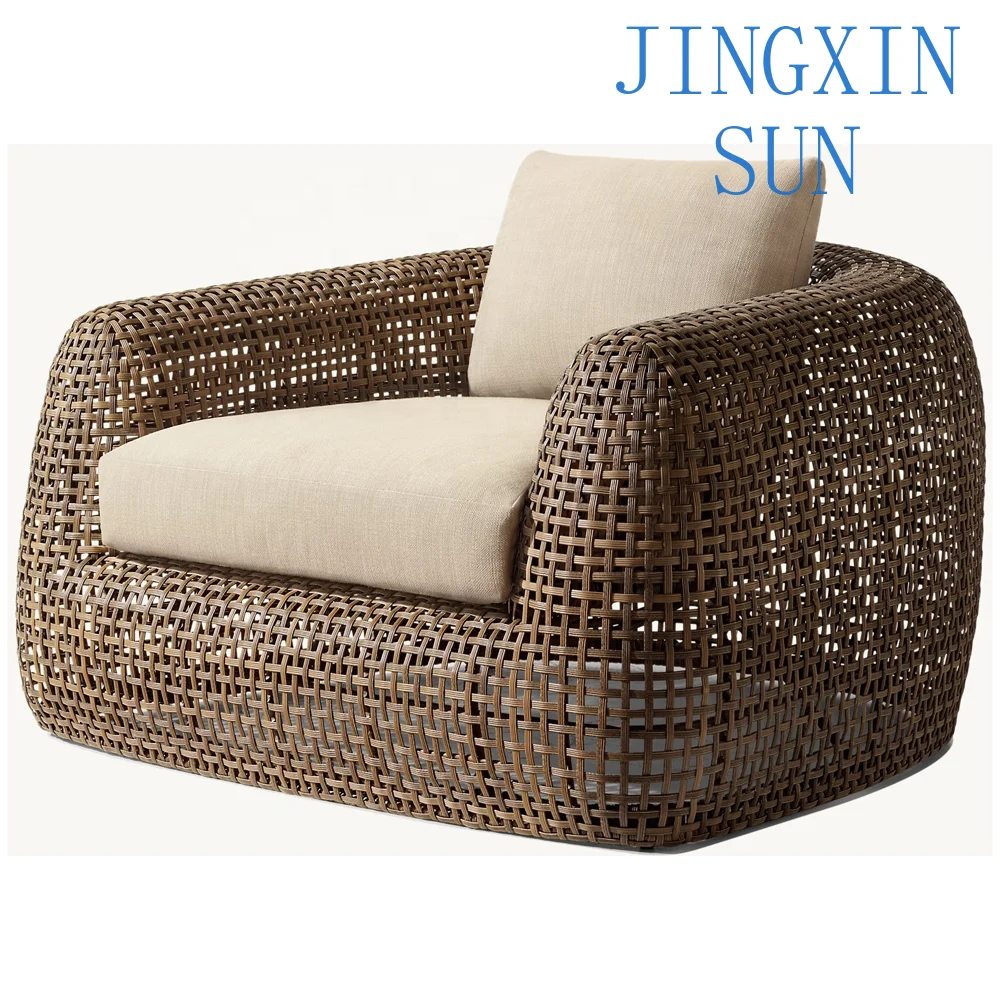 Factory Direct Sales Eco-Friendly Single Sofa With Natural Wooden Finish For Premium Outdoor Use Patio Garden Use