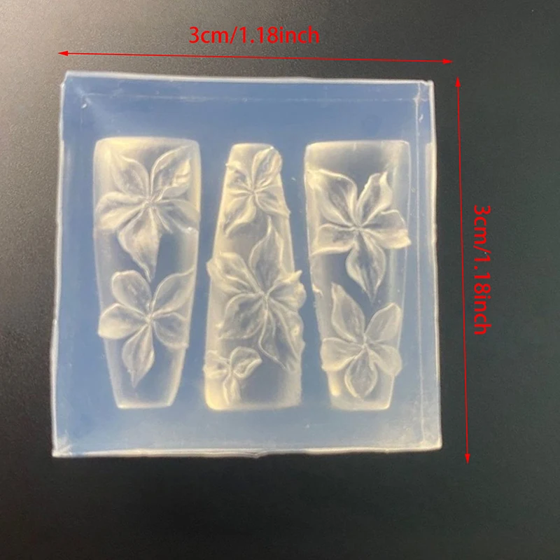 1Pc Nail Art Mold 3D Carving Curved Lily Flower Transparent Nail Art Decorations DIY Silicone Template.
