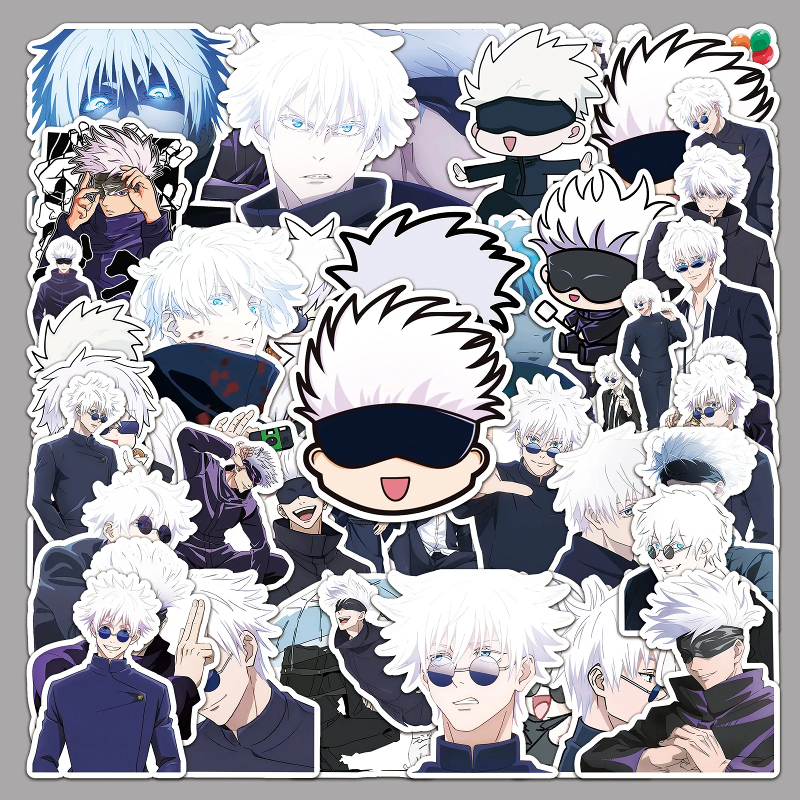 50 Stück Anime Jujutsu Kaisen Gojo Satoru Aufkleber Coole Cartoon-Sticker für Kinder Spielzeug DIY Skateboard Handy Gepäck Aufkleber-Set