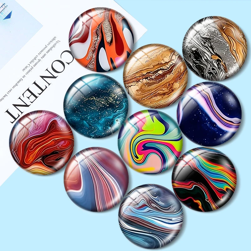 Fluid painting texture patter12/18/20/25mm glass cabochon  bracelet pendant rings for jewelry demo earrings back Making findings