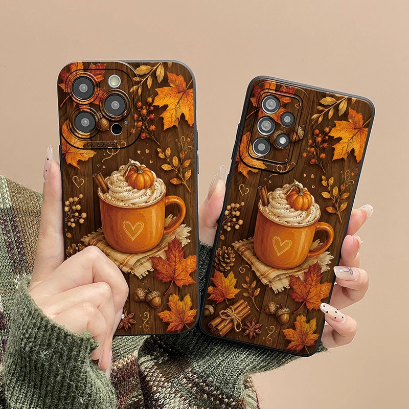 Autumn Pumpkin Coffee Maple Leaf Silicone Phone Case For Xiaomi Mi 17 15 17T 14T 13T 12T Pro 14 13 11 Lite 5G NE Soft Cover